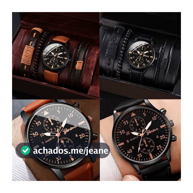 Relógio de Quartzo Casual Masculino - Pulseira  Vintage PU ( NÃO ACOMPANHA CAIXA)