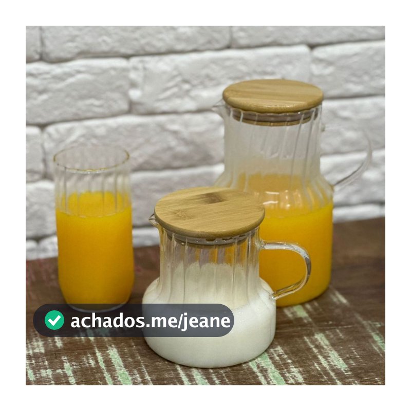 Jarra de Vidro Borossilicato c/ Tampa em Bambu Classic Tamanhos Lyor