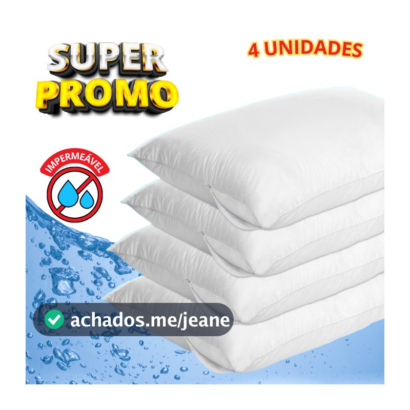 Kit c/ 4 Fronhas Impermeável Anti - Ácaro Branco com zíper 70cm x 50cm Promoção