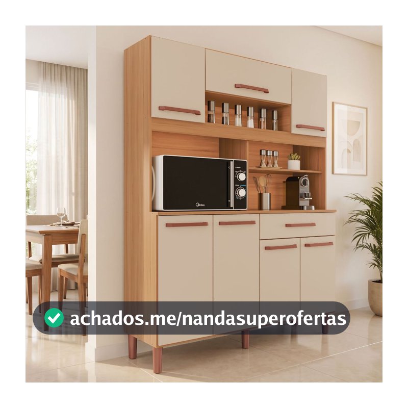 Armário de Cozinha Roma 100% MDF 7 Portas e 1 Gaveta