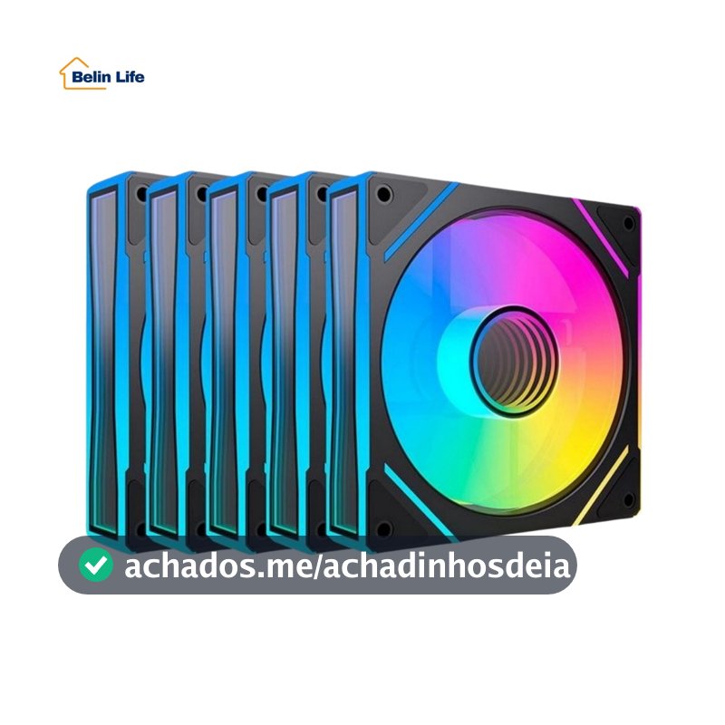 Kit 5 Fans ARGB 120mm Gabinete Gamer 5V 3 Pinos 1300 RPM Silencioso Controle De Luz RGB PC Desktop
