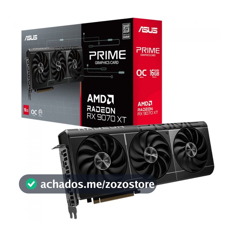 Placa de Vídeo Asus Prime AMD Radeon RX 9070 XT OC Edition, 16GB, GDDR6, FSR, Ray Tracing, PRIME-RX9070XT-O16G