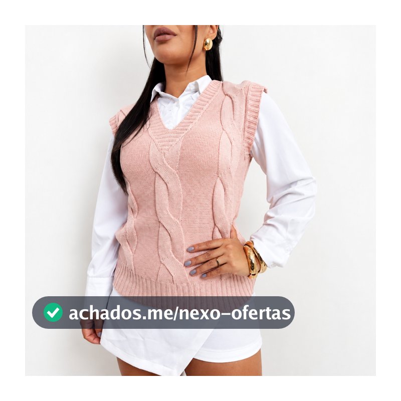 Colete Tricot Tranças Moda Feminina Inverno | Max Colete Regata Suéter Tricot Feminino Inverno