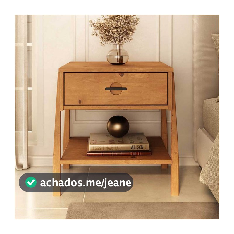 Mesa de Cabeceira Madeira Pés Inclinados 1 Nicho Freijó Adamo