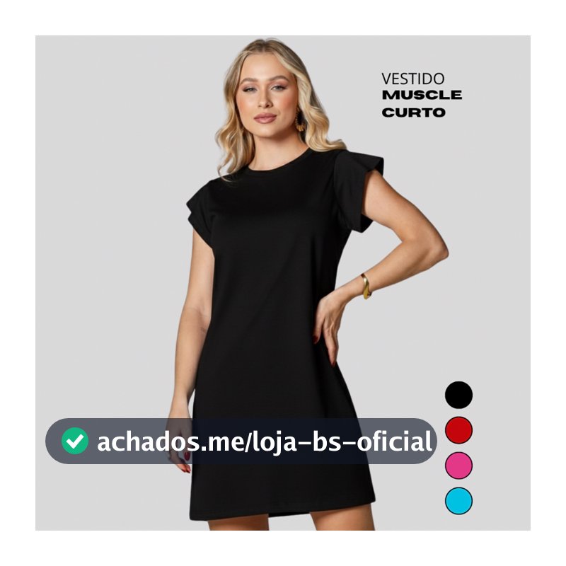 Vestido Curto de Malha Algodão Casual Basico Confortável