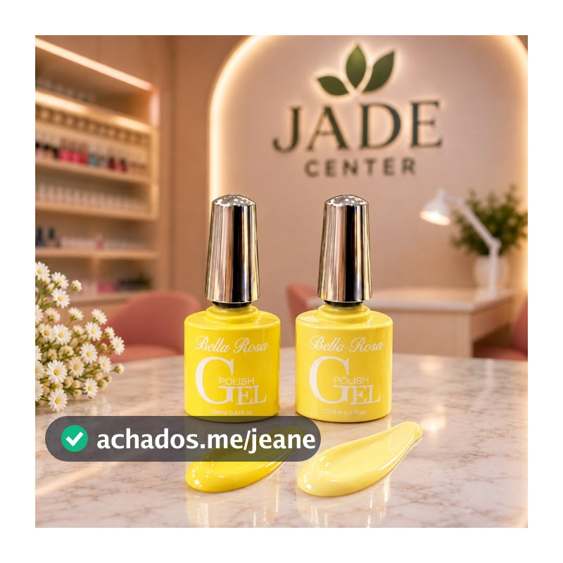 Kit 2 Esmaltes Em Gel Amarelo Manteiga Bella Rosa Nails Desing Manicure Unhas Decoradas