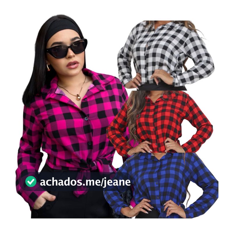 Camisa Xadrez Moda Feminina Quadriculadas  Festa Junina Estilosa Tendência 2026