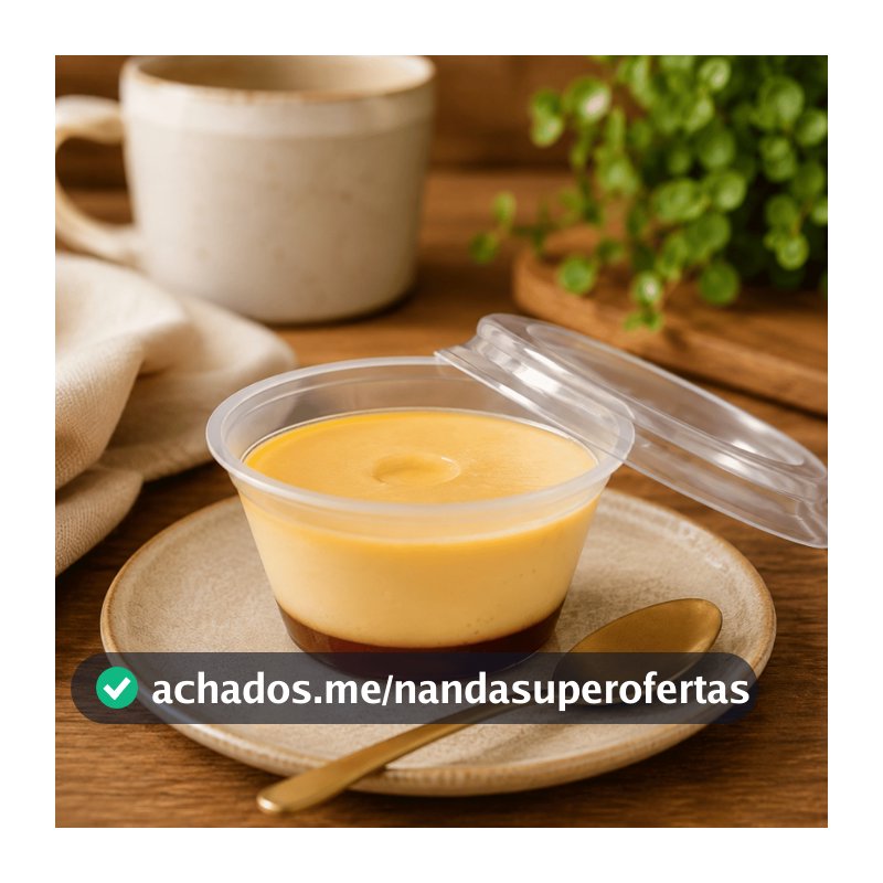 Kit 100 Unidades Forma de Pudim Forneável 120ml com Tampa Mini Pudim para Festas Eventos Forno e Banho Maria Praticpack