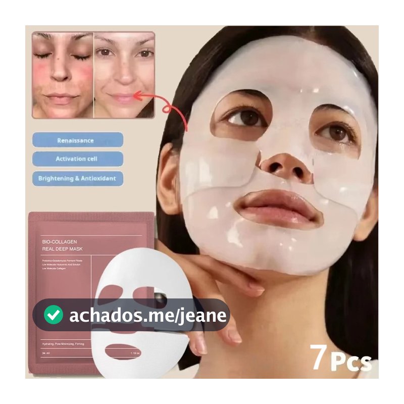 Conjunto 7 peças Máscara Facial Bio-Colágeno Real Máscara Facial Split Antirrugas Lifting Hidratante e Reparadora