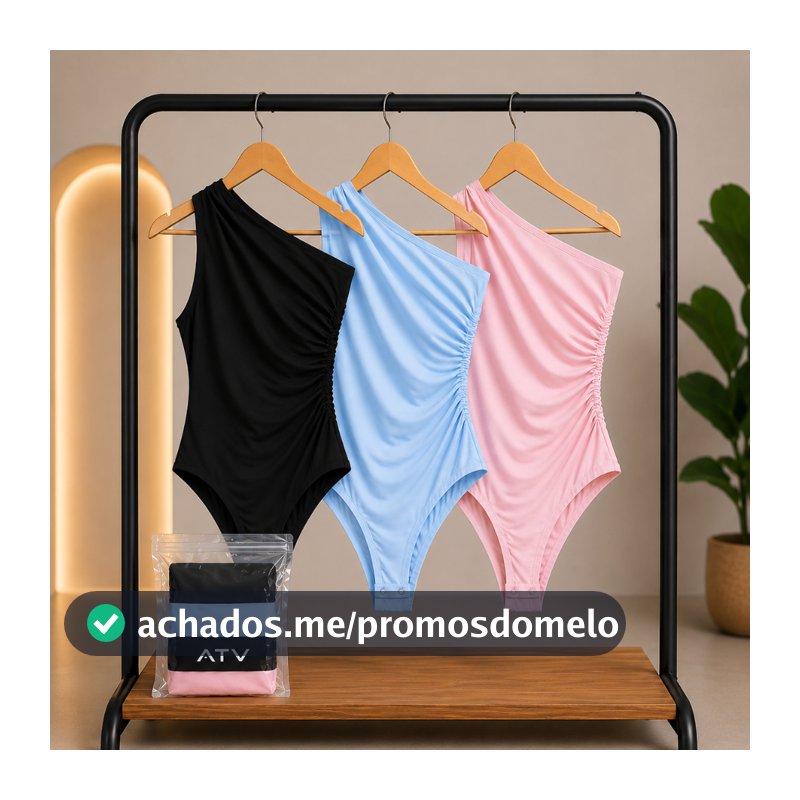 Kit 3 Body Feminino Manga Mula Body Feminino Drapeado Um Ombro Só Bory Feminino Suplex Premium