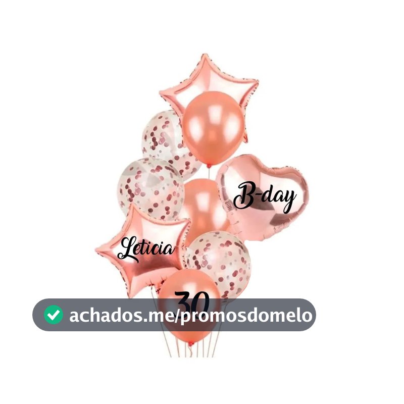 Kit de Balões Rose Gold personalizados, balões Látex e Metalizado com nome e idade
