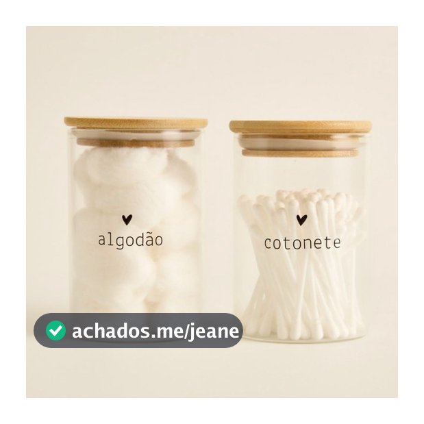 Kit Porta Cotonete e/ou Algodão ou Kit 2 Potes Organizador Vidro e Tampa Bambu