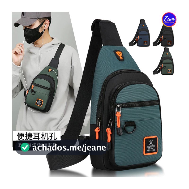 Mochila Masculina Impermeável Bolsa de Ombro Shoulder Bag Reforçada Masculina Transversal À Prova D'água 003