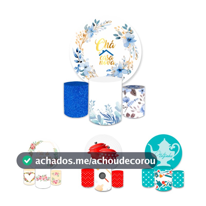 Capa Paineis de Festa Veste Fácil Redondo+ Cilindros Sublimados Malha New Tema Chá de Cozinha Decorativo Bibi Paineis