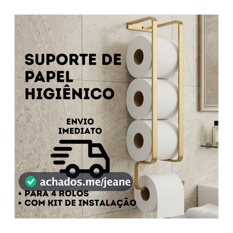 Porta Papel Higiênico Banheiro Parede Suporte Moderno Decorativo Preto Prata Dourado Acabamento Luxo