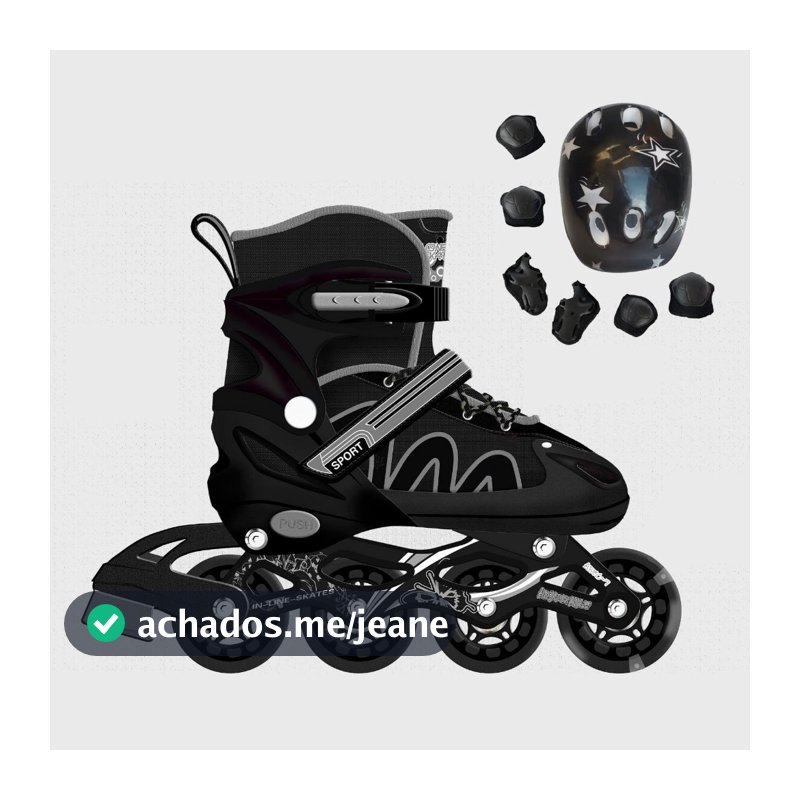 Patins Roller Inline Ajustável Preto Com /SEM Kit Proteção Meninos Presente Black Friday