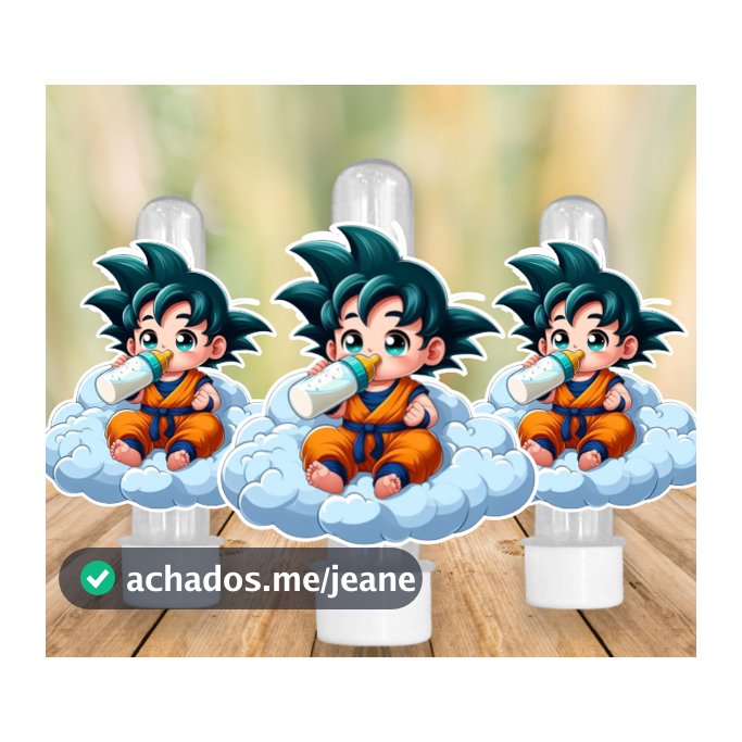 30 Apliques para Tubete Doces Bolo - Tema  DRAGON BALL BABY Goku -  Lembrancinhas Divertidas para Sua Festa