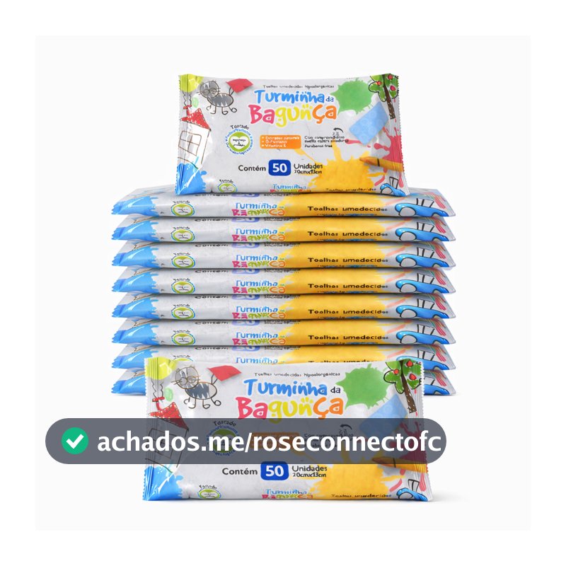 Kit 10 Toalhas Umedecidas Turminha da Bagunça 50 Folhas 98% Água Lenço Umedecido