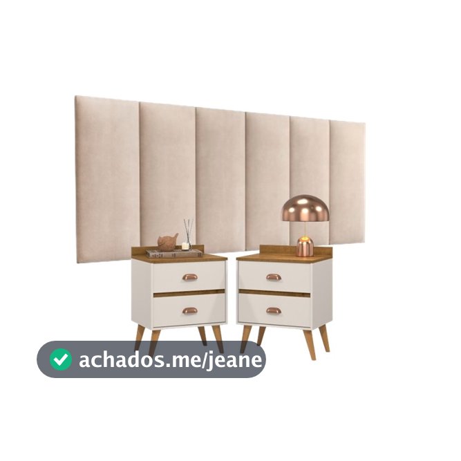 Conjunto Cabeceira Suspensa Casal 1,40 Julia com Kit 2 Mesas de Cabeceira