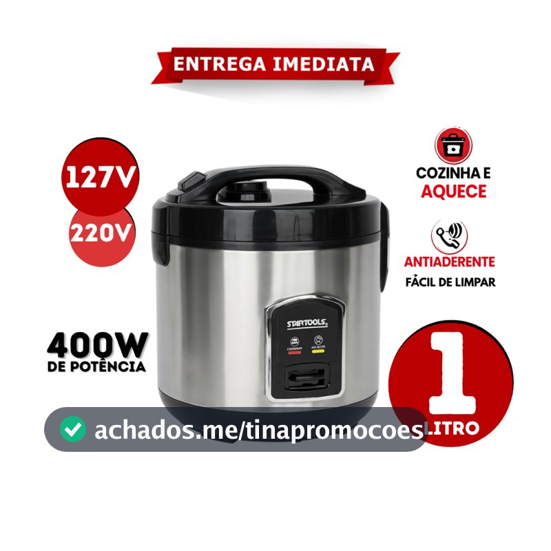 Panela De Arroz Elétrica 5 Xícaras  1 Litro Antiaderente 127v ou 220v