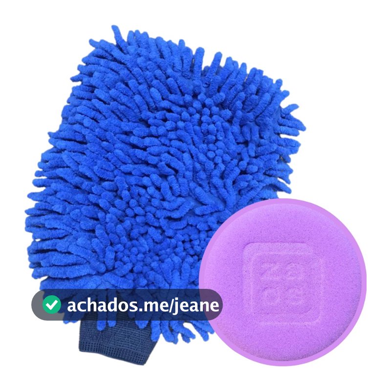 Luva de Microfibra para Lavar Carro + Aplicador de Espuma Passar Cera Vonixx