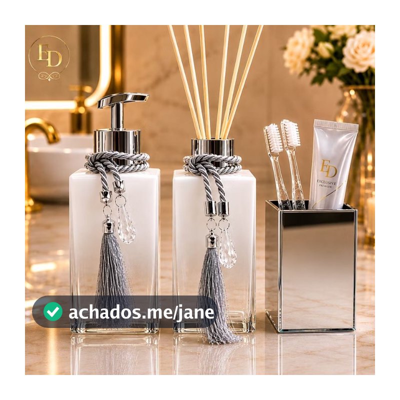 Kit Lavabo com Porta Escova - Saboneteira - Aromatizador de Ambiente