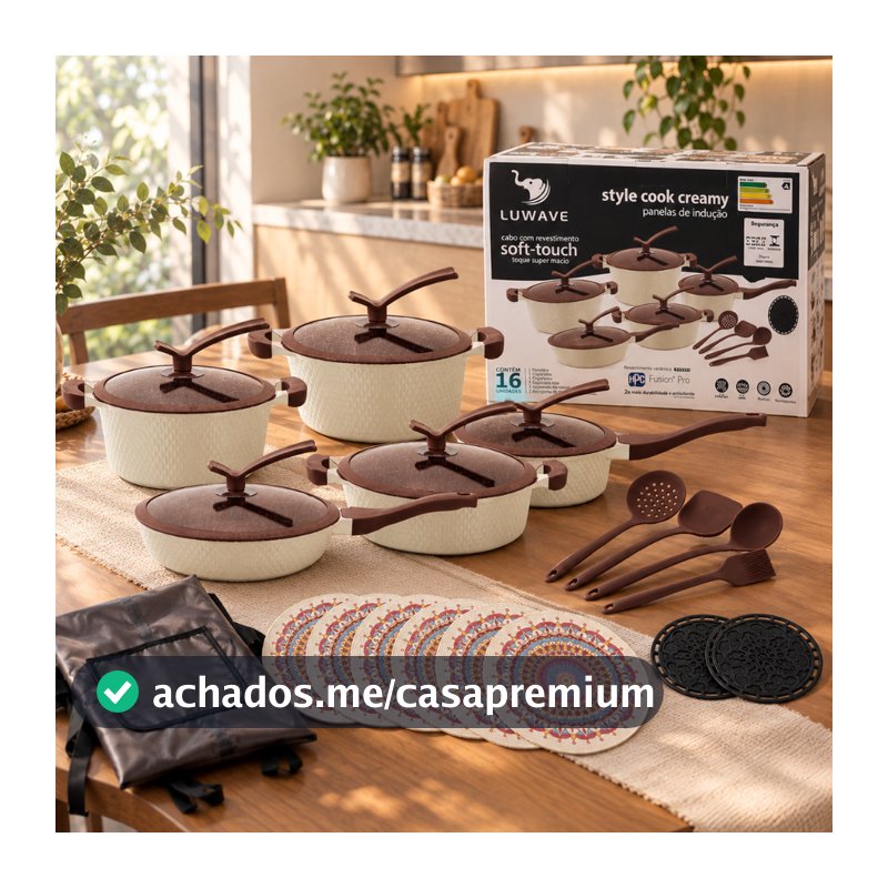 Conjunto Panelas 23 Peças Inox Luwave Com Utensílios De Silicone Gás e Elétrico e fogão de indução