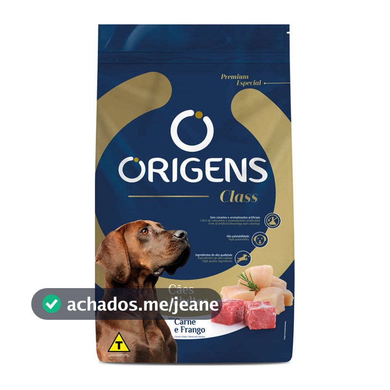 Ração Origens Class Cães Adultos Sabor Carne Frango 15kg Adimax