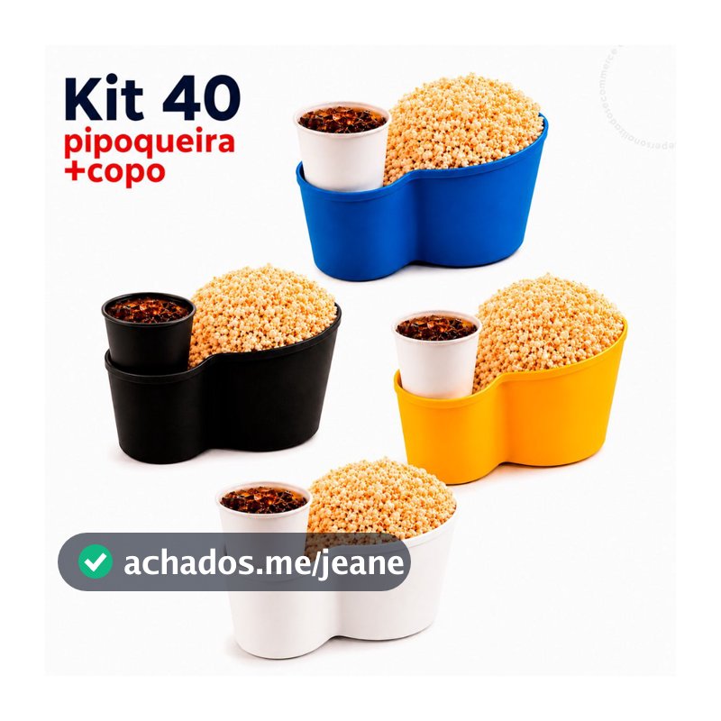 Kit 40 Pipoqueiras + 40 Copos Festa Pipoca Cinema Lembrancinha Amigos Balde Aniversário