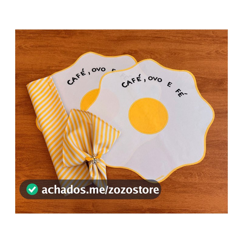 Kit Café Da Manhã 2 Americanos Impermeável + 2 Guardanapos Estampa Exclusiva Café Ovo e Fé Oferta