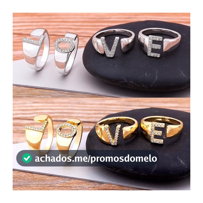 Anel de prata 925 de alta qualidade com alfabeto, gravado com as letras de A a Z, incrustado com zircônia