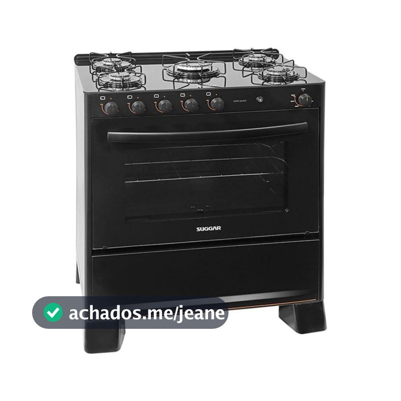 Fogão Suggar Cook Glass 5 Queimadores Preto FGVCG510PT Bivolt