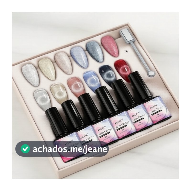 Conjunto de Esmalte em Gel Camaleão Magnético 6 Cores 8 ml, Kit de Manicure para Olhos de Gato com 7 peças e Removedor