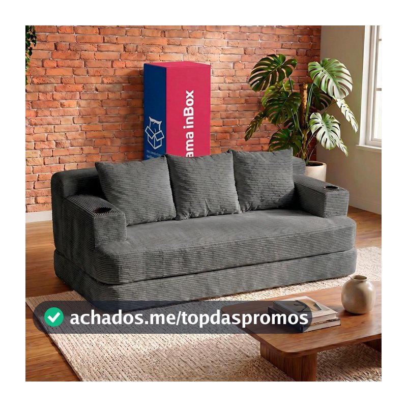 Sofá Cama Nami. 1,88m Xpand Tech Tecido Velourê Cama inBox
