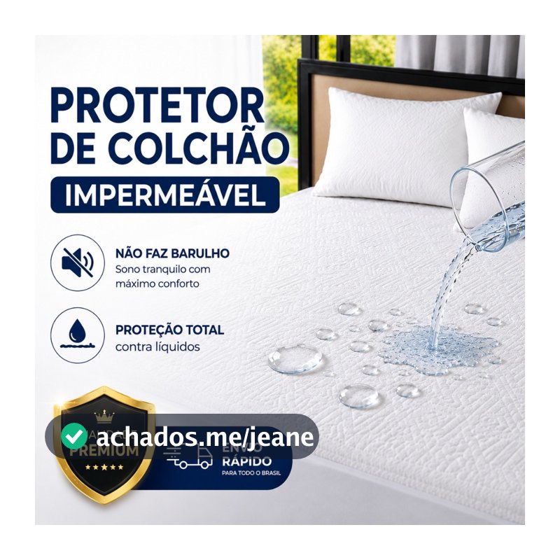 Protetor de Colchão Impermeável Matelassê Não Faz Barulho Lavável com Elástico Proteção Premium