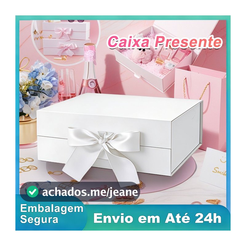 Caixa Presente Dobrável Rígida Magnética com Imã e Cetim - Para Dia dos Namorados Dar presentes