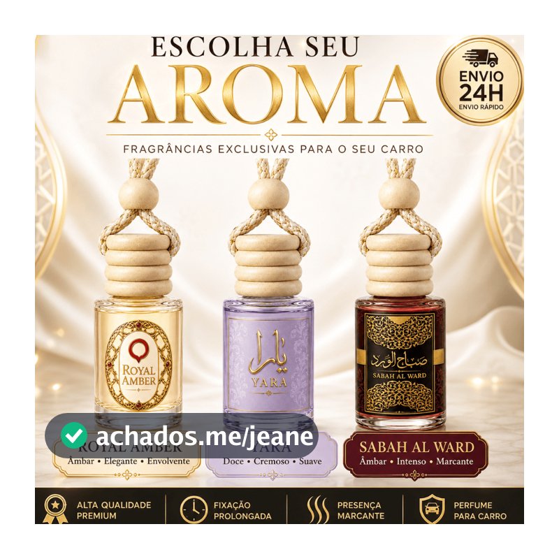 Kit 3 Cheirinho Árabe 10ml para Carro Alta Fixação Aromatizante Automotivo de Pendurar Escolha sua Fragrância