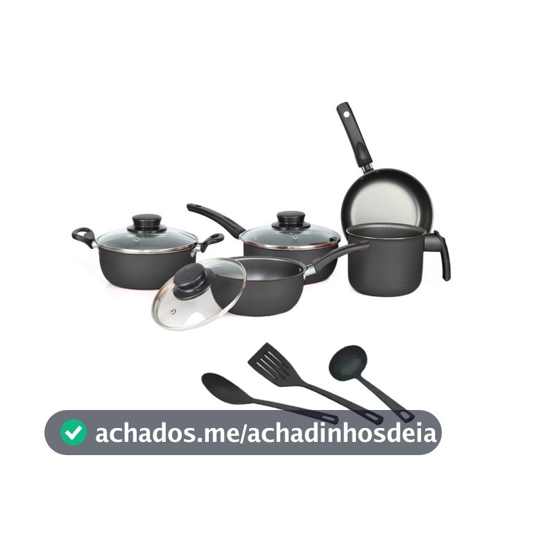 Jogo de Panelas 8 Peças Prime Marf, Antiaderente, Tampa de Vidro, Cores Variadas, Escolha a sua