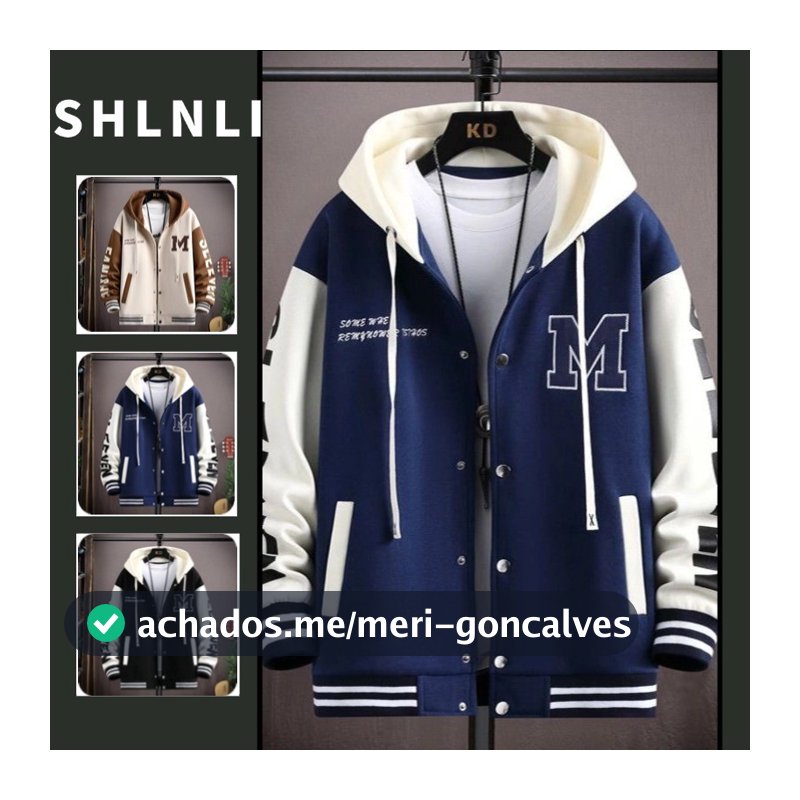 Jaqueta Masculina Tamanho Grande Solta Versátil Casual Com Capuz Primavera E Outono Contraste Estampado Casaco Zíper