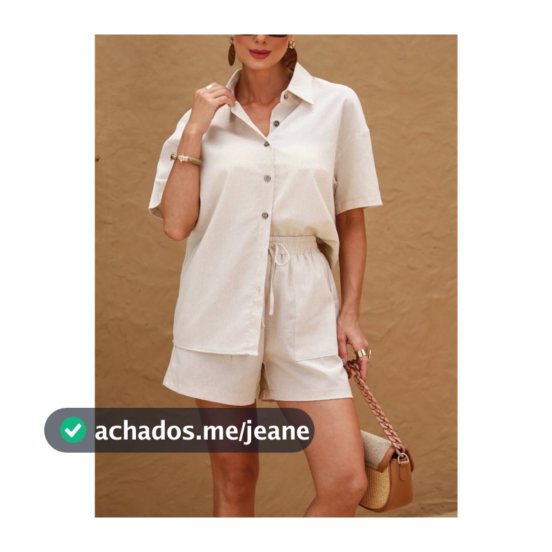 Conjunto Camisa E Short Camisa Praia Camisa Linho Manga Caindo Camisa Social Cintura Elastico Bortao Frontal Importado