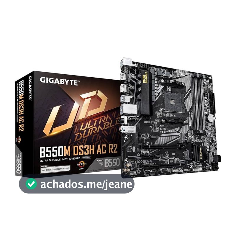 Placa Mãe Gigabyte B550M DS3H AC R2 Wi-Fi AM4 4xDDR4 Chipset AMD B550 mATX
