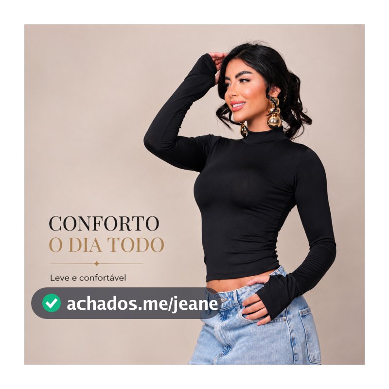 Blusa Cacharrel Feminina Manga Longa Suplex Premium Modelo Gringa Com dedinho