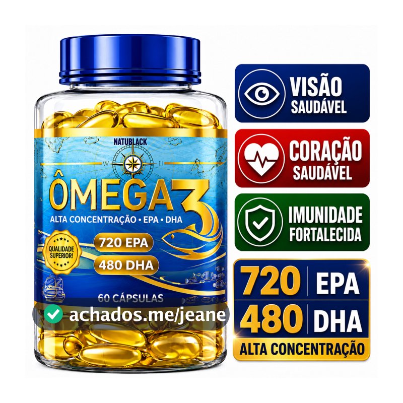Omega 3 Original Puro 1400 mg Premium Alta Concentração de DPA e DHA Alta Pureza