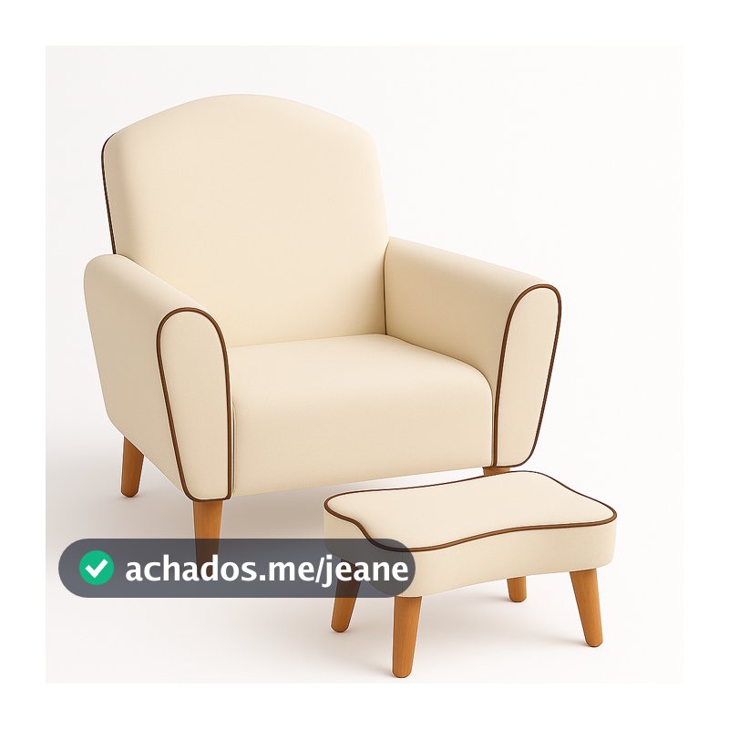 Poltrona Luna Boucle com Puff – Design Luxo e Conforto - Poltrona Amamentação CasaVechDecor