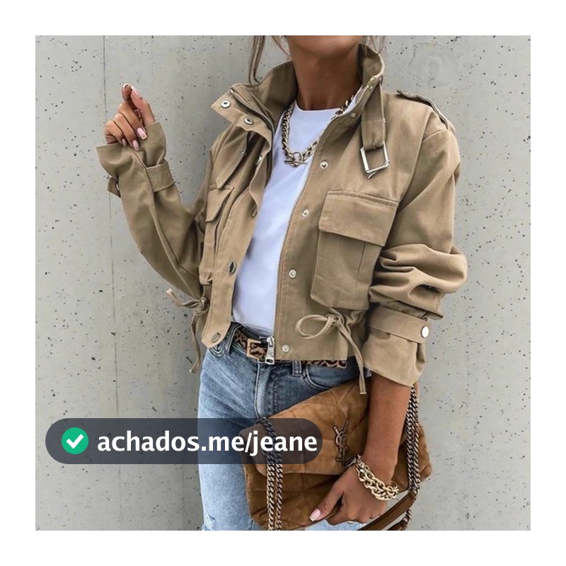 Estilo Europeu E Americano Moda Gola Alta Zíper Único Curto Casual Jaqueta De Manga Comprida 202604
