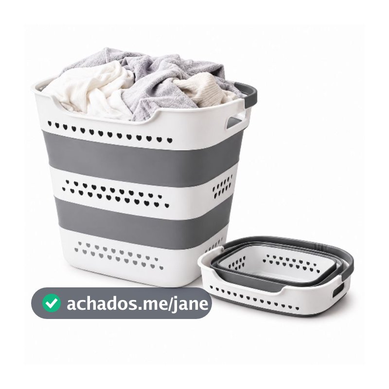 Cesto de Roupa Dobrável Retrátil Grande 40L – Organizador para Lavanderia, Banheiro e Casa