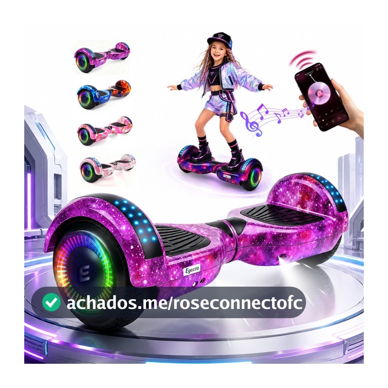 Egazza Skate elétrico das crianças 700 W Vida útil da bateria 60-90 minutos Bluetooth 6.5" Dia das crianças Presentes