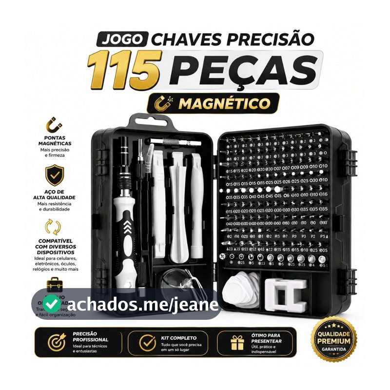 Jogo Chaves Precisão 115 Peças Magnético Kit Ferramentas Celular Notebook Tablet