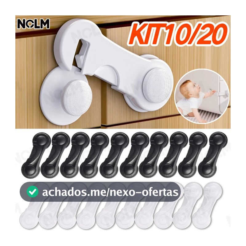 Kit 10 Travas Para Gaveta Porta Armário Segurança Bebê - Opção de cores-NOLM