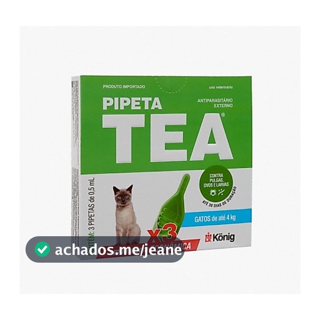 Pipeta Tea 0,5ml Antipulgas para Gatos de até 4kg 3 Pipetas